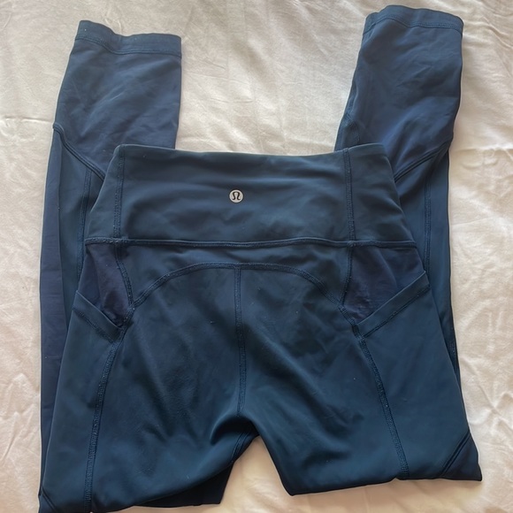 LULULEMON athletic leggings dark aqua blue - Picture 2 of 4